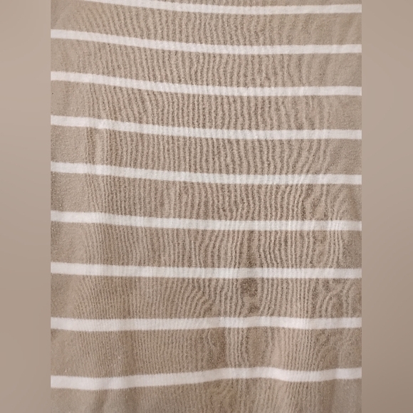 womens brown striped top 3/4 sleeves scoop neck cotton shirt size medium casual - Picture 2 of 8